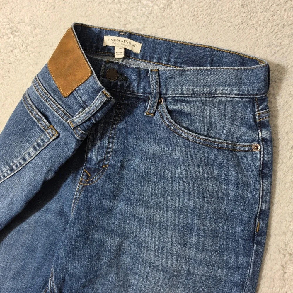 Banana Republic Traveler Straight Jeans Mens 33/32 Blue Stretch‎ Denim Pants
